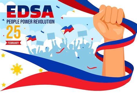 Premium Vector | Edsa People Power Revolution Anniversary of Philippine ...