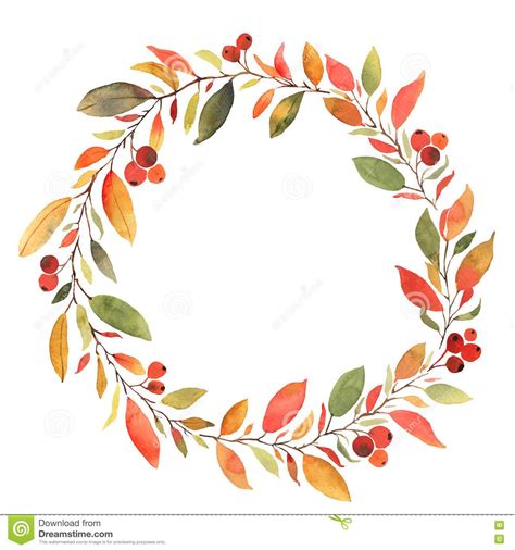 Watercolor Fall Wreath Cliparts Designer Resources Fall Wreath Clip Art Digital Clip Art Autumn ...