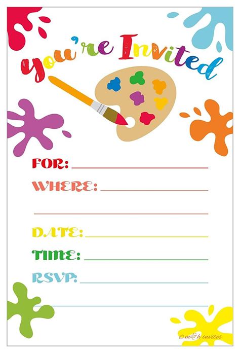 Free Printable Art Party Invitations - Printable Word Searches