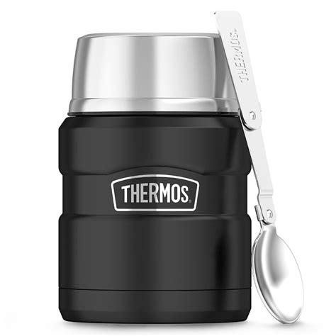 Thermos Matte Black Stainless King Food Jar with Spoon – 16 oz.