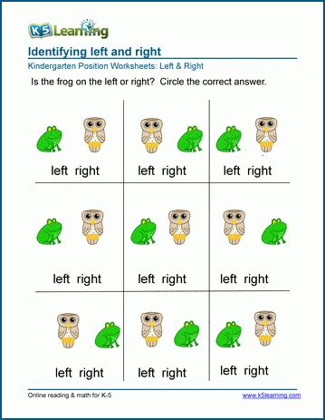 Left and Right Position Worksheets | K5 Learning