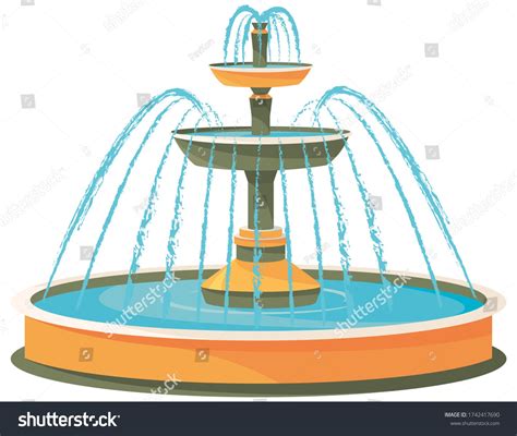 Three-level water fountain. Beautiful object in cartoon style. #Ad , #PAID, #fountain#water# ...