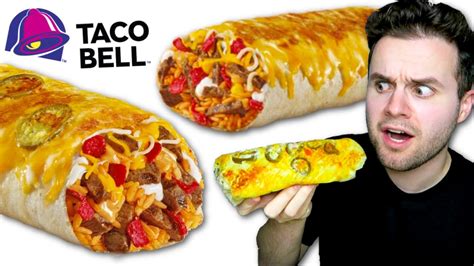 Taco Bell's NEW Double Steak Grilled Cheese Burrito REVIEW! + Spicy Burrito! - YouTube