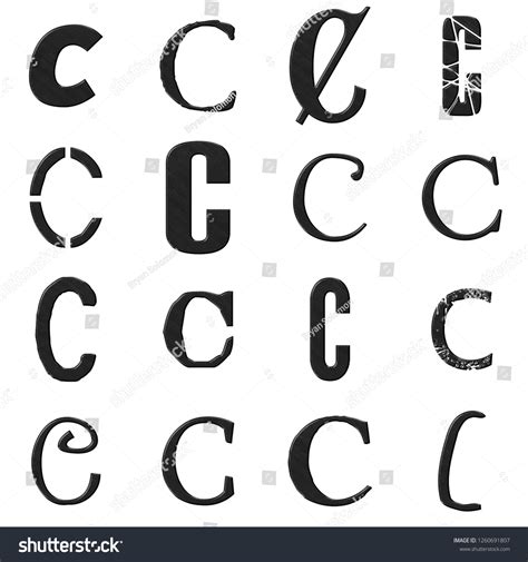 Black Etched Metal Letter C Set Stock Illustration 1260691807 ...