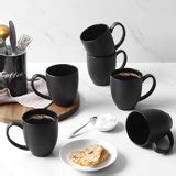 DOWAN Ceramic Coffee Mugs-16 fl oz, Set of 6, Cup with Large Handles, Matte Black - Walmart.com