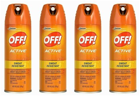 4 Off! Active Insect Repellent Spray Sweat Resistant Bug Spray 15% Deet ...