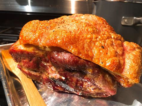 [homemade] slow roasted pork shoulder with crispy skin : r/food