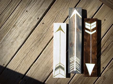 Rustic Painted Arrow Signs Set of Three Wooden by BrushLightGold