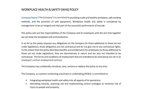 Workplace health and safety (WHS) policy template | Employment Hero