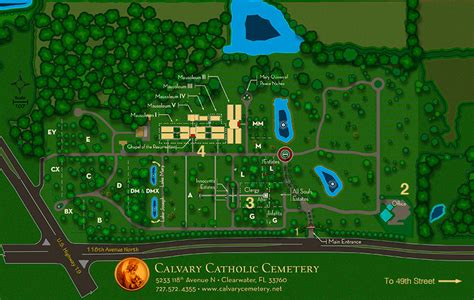 Topographical Art Map of Calvary Catholic Cemetery | Calvary Catholic Cemetery