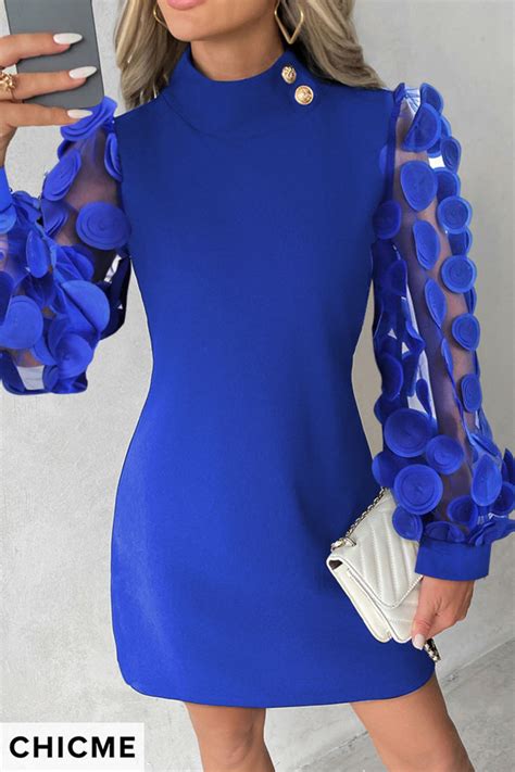 Blue Dress | Trending dresses, Solid color dress casual, Ladies mini ...