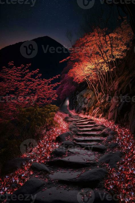 pathway in the middle of a forest at night. . 23879845 Stock Photo at Vecteezy