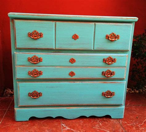 Items similar to Teal and Copper chest of drawers / changing table on Etsy | Teal paint, Teal ...