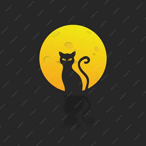 Premium Vector | Illustration of black cat silhouette against the moon