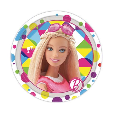 8 x Barbie Sparkle Paper Plates Barbie Party Supplies 18cm Girls Barbie ...