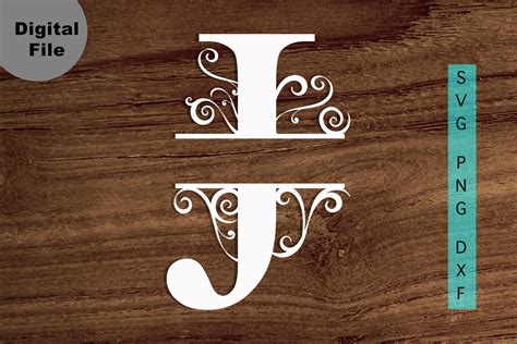 Floral Split Monogram Frame J Svg Split Letter J Svg/png.dxf - Etsy