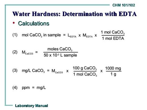 Water hardness edta