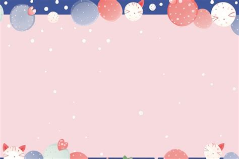 Premium Photo | A pink and blue border with cats and snowflakes