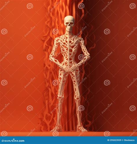 Intricately Textured 3d Skeleton Illustration on Orange Background Stock Illustration ...