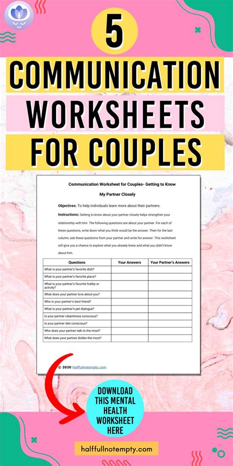 5 Communication worksheets for couples | Couples therapy worksheets, Couples counseling ...