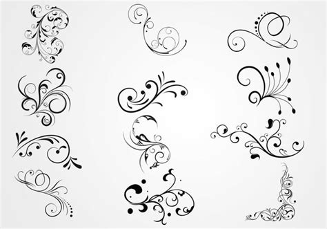 Swirly Floral Scrolls Vectors - Download Free Vector Art, Stock ...