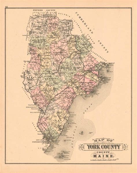 Colby's 1884 Map of York County, Maine - Art Source International