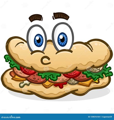 Submarine Sandwich Cartoon Character Illustration Stock Vector - Illustration of delicious, meat ...