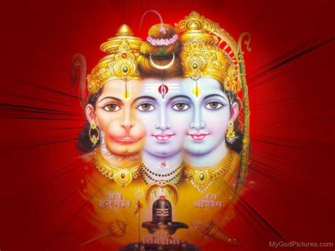 Lord Rama,Lord Shiva And Lord Hanuman