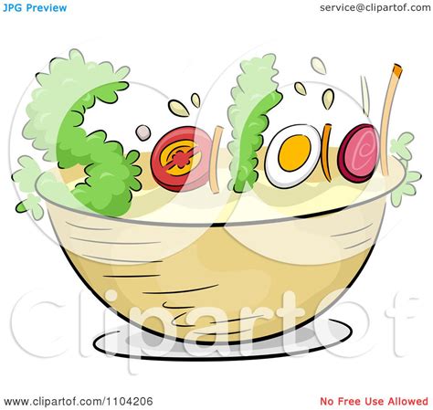 Clipart Ingredients Forming The Word Salad Over A Bowl - Royalty Free ...