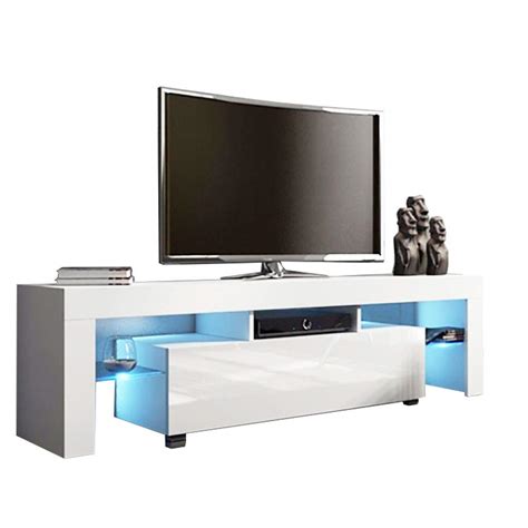 Buy Ninasill US Fast Shipment White TV Stand with Lights, Modern LED TV ...