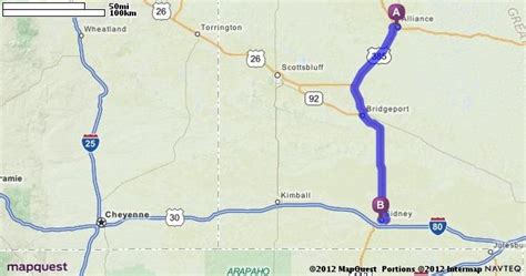 Driving Directions from Alliance, Nebraska to Sidney, Nebraska ...