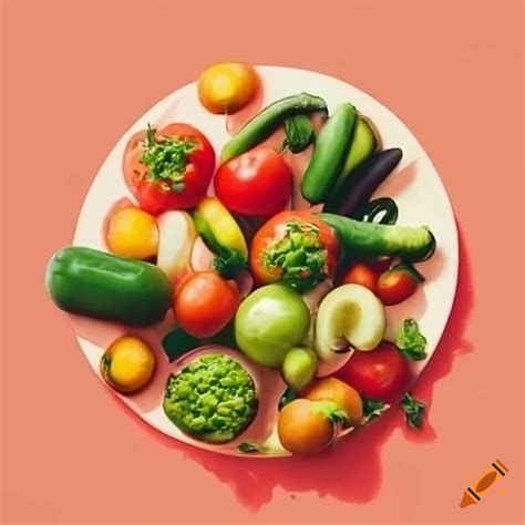 Plate of healthy vegetables on Craiyon