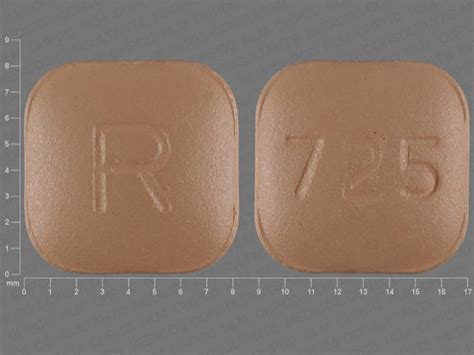 R 725 Pill Brown Four-sided 4mm - Pill Identifier