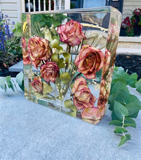 9x 9 Custom Wedding Flowers Bouquet Preservation in a Resin | Etsy