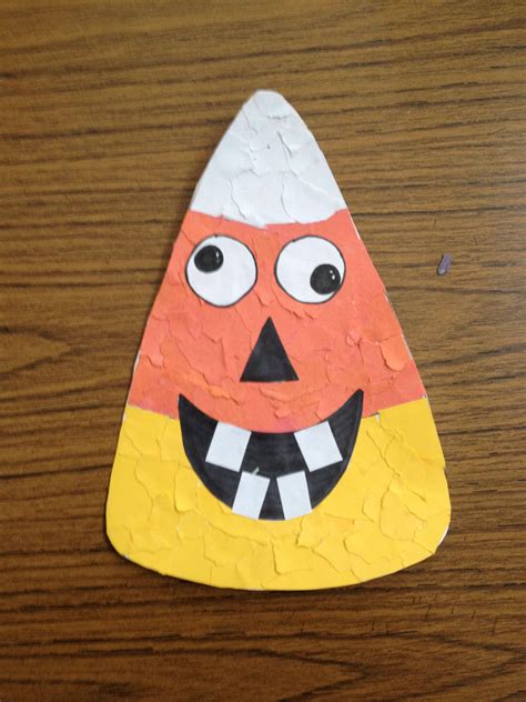 silly candy corn made from torn paper | Candy corn crafts, Kids candy ...