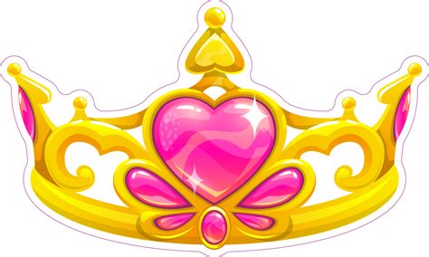 Beautiful Golden Princess Crown With Pink Hearts Sticker