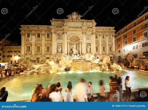 People Near Fountain Fontana Di Trevi at Night Editorial Stock Image ...