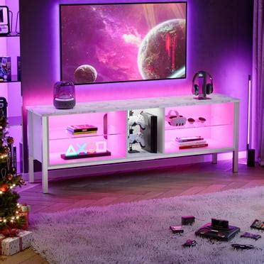 70" LED TV Stand for up to 80" TVs, 32" High Modern Entertainment Center with 4-Doors Cabinet ...