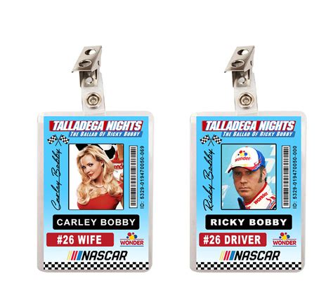 Talladega Nights Ricky Bobby & Carley Bobby Race Car Driver ID Badges Set V2 - Etsy