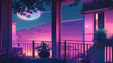 Premium AI Image | anime balcony pastel color