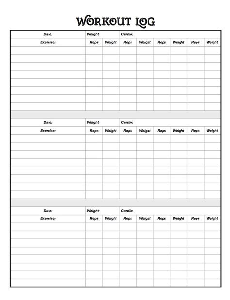 Free Printable Workout Log: 3 Designs | Fitness planner printable, Workout template, Workout log ...