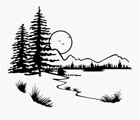 Lake Silhouette Clip Art - Lake Clipart Black And White , Free ...