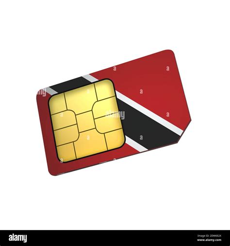 3D mobile phone sim card chip with Flag of Trinidad Tobago isolated on a white background. 3d ...