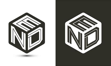 END letter logo design with illustrator cube logo, vector logo modern alphabet font overlap ...