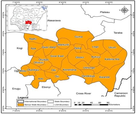 Map of Benue States showing all the twenty three (23) Local Government ...