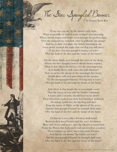 The Star Spangled Banner Lyrics - Tim's Printables