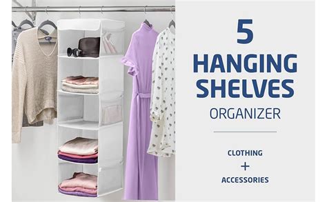 Amazon.com: Zober 5-Shelf Hanging Closet Organizer - 6 Side Mesh ...