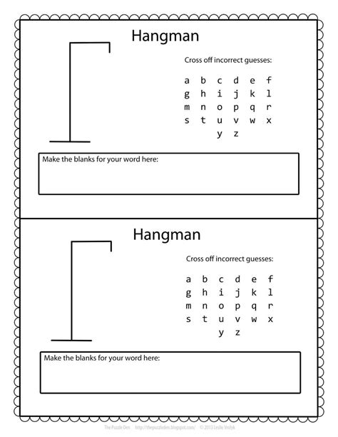 Free Hangman Template | Printable Games For Kids, Hangman - Sudoku Printable