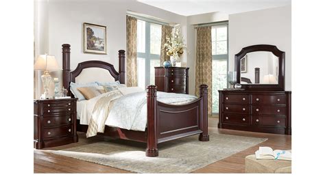 Queen Bedroom Sets - Rooms To Go - Dumont Cherry 5 Pc Queen Low Poster ...