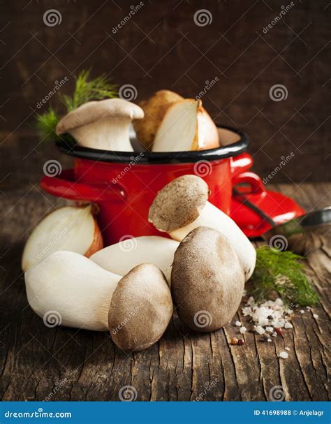 King Trumpet Mushrooms and Vegetables for Cooking Soup Stock Photo ...